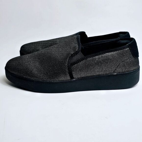 NEW FitFlop RALLY Glitz Canvas Skate Trainers Silver Black SIZE 10 - Picture 4 of 10